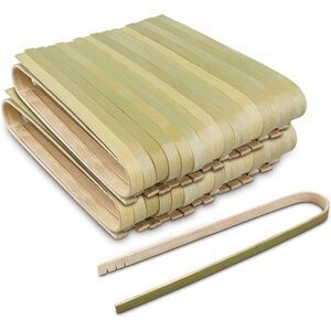 40 pcs, Bamboo Mini Toaster Tongs by Bimnic, Wooden Tongs for Cooking - 3.93"